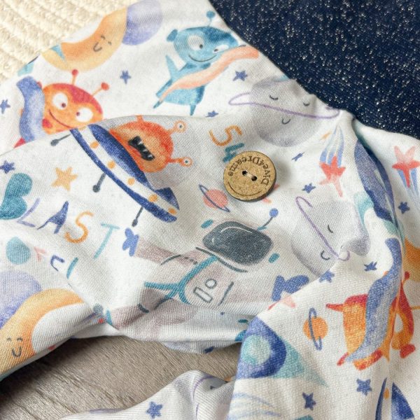 Handgemachte Mitwachshose für Babys & Kleinkinder mit Weltraum-Motiv und Glitzer-Bündchen